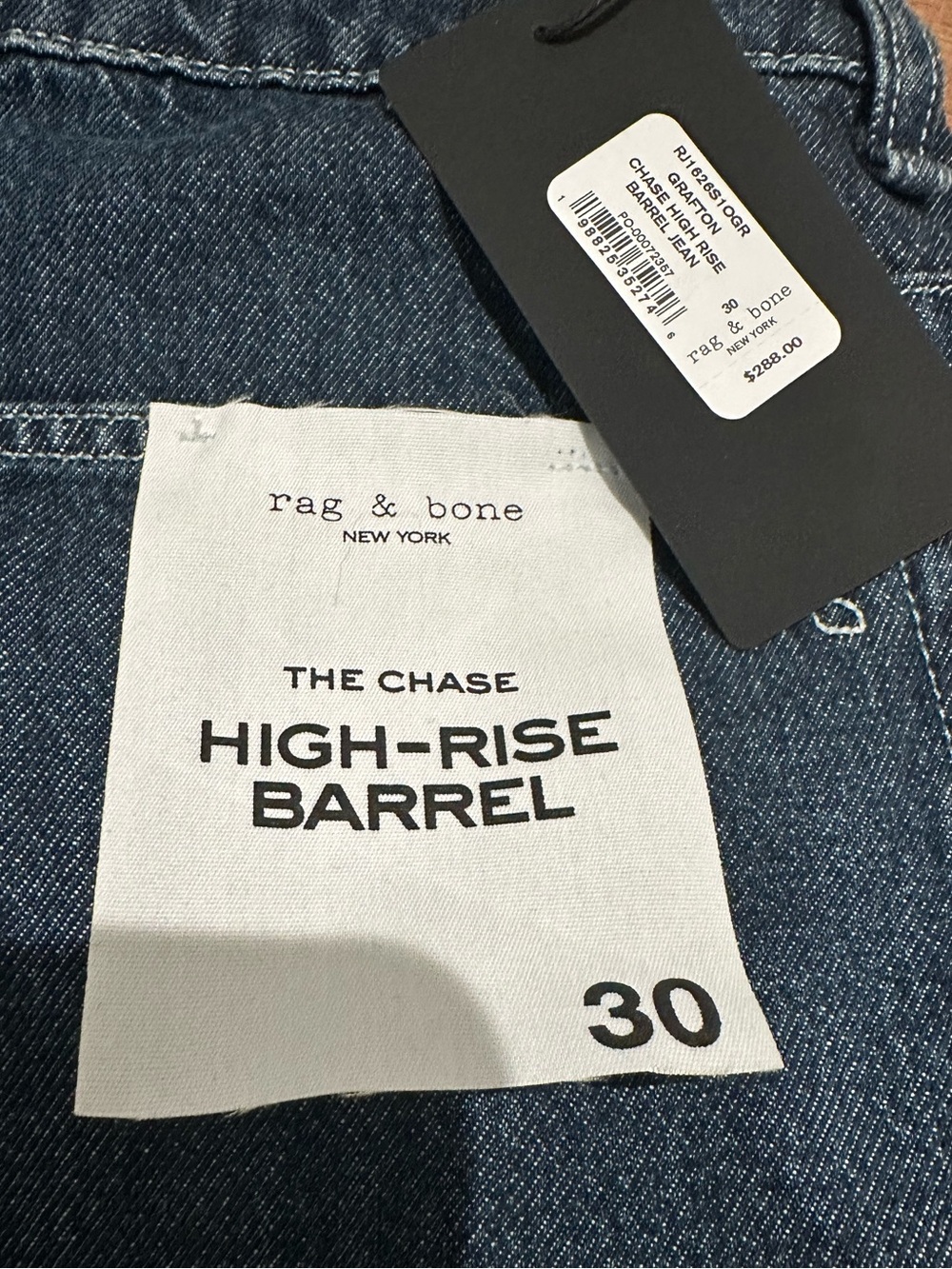 rag & bone Chase High Rise Crop Barrel Leg Jeans, size 30 - Picture 4 of 4